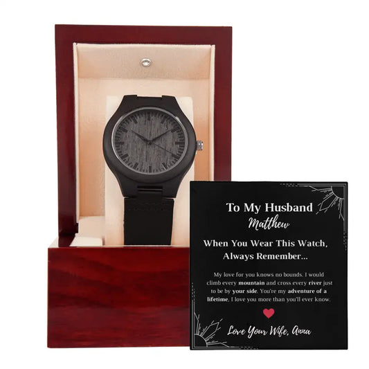 My Love For You Knows No Bounds - Personalized Wooden Watch and Message Card