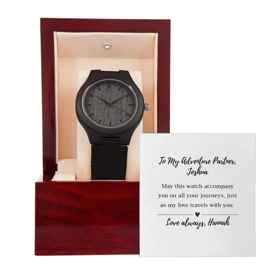 To My Adventure Partner - Wooden Watch and Personalized Message Card