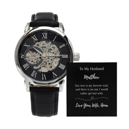 Our Love Is My Favorite Trail - Open Work Watch and Personalized Message Card