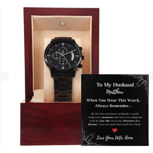 My Love For You Knows No Bounds - Personalized Metallic Watch and Message Card