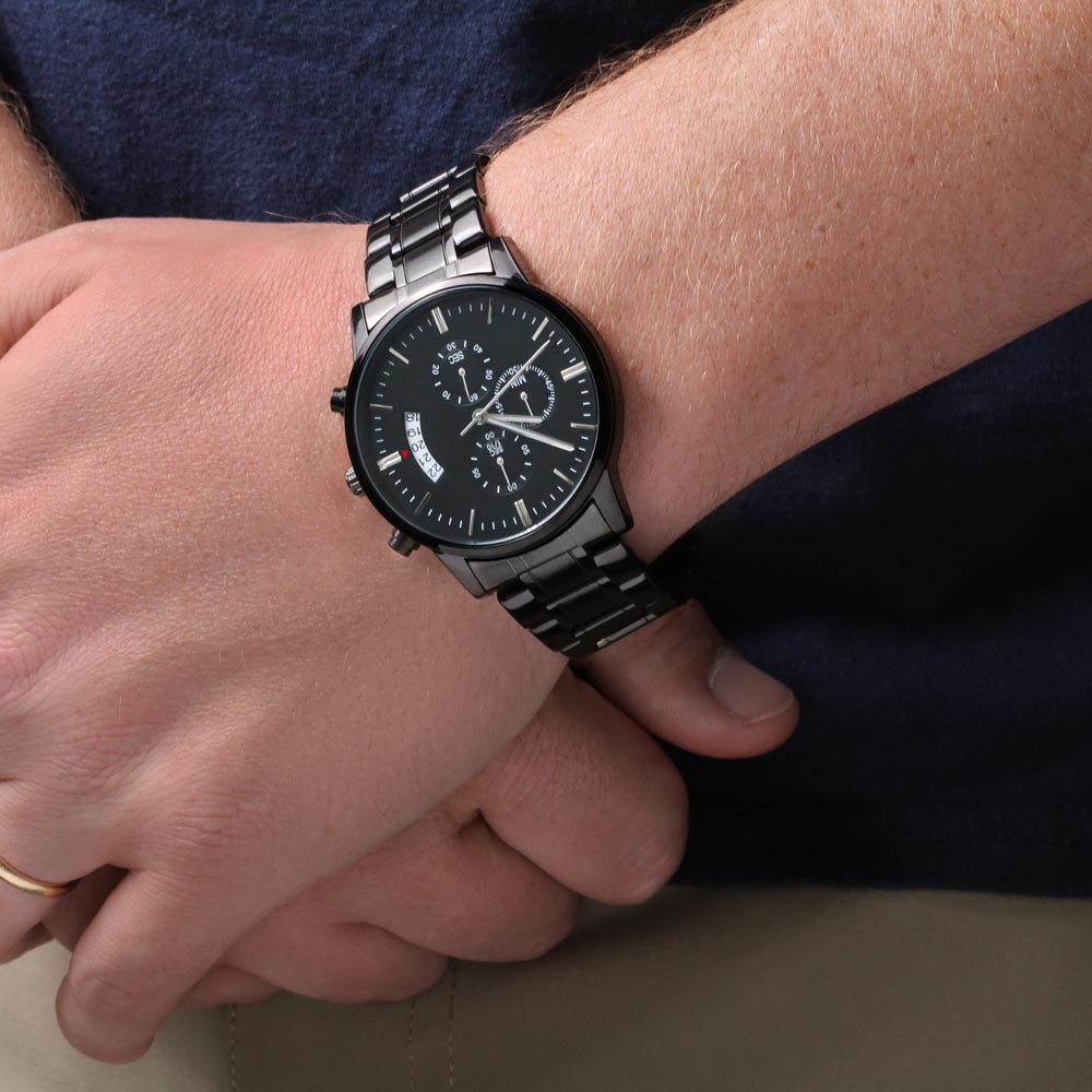 Hiking Into Forever With You - Engraved Black Chronograph Watch