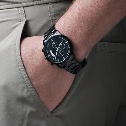 Hiking Into Forever With You - Engraved Black Chronograph Watch