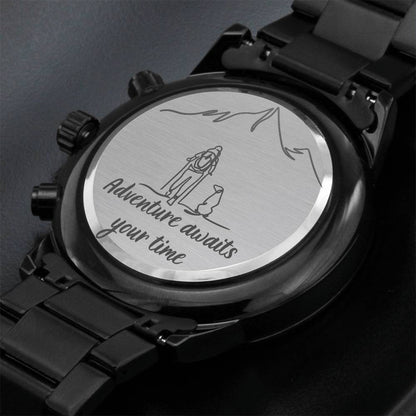 Adventure Awaits Your Time - Engraved Metallic Watch