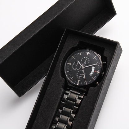 Hiking Into Forever With You - Engraved Black Chronograph Watch