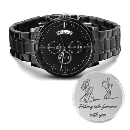 Hiking Into Forever With You - Engraved Black Chronograph Watch