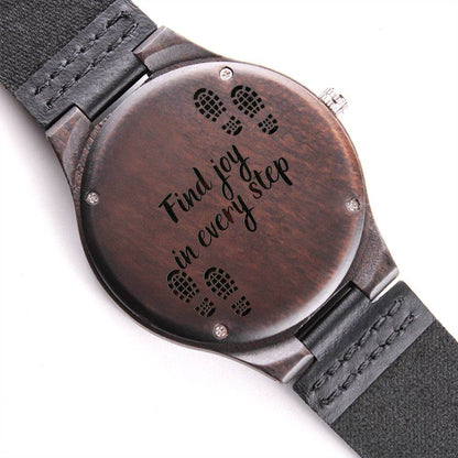 Find Joy In Every Step -  Engraved Wooden Watch