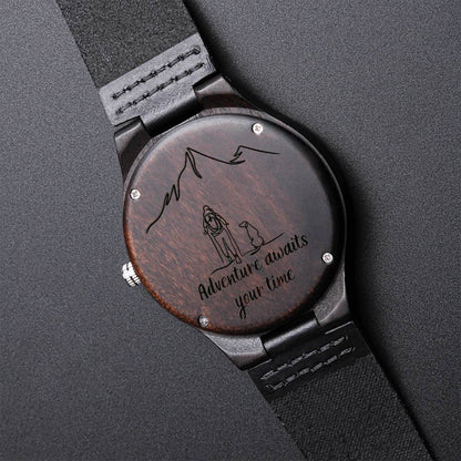 Adventure Awaits Your Time - Engraved Wooden Watch