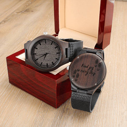 Find Joy In Every Step -  Engraved Wooden Watch