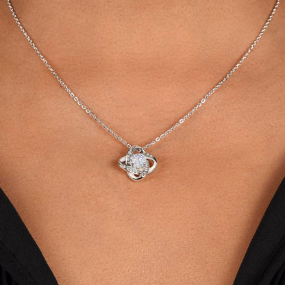 To My Beautiful Mother - Hiking Partner for Life - White Gold Love Knot Necklace