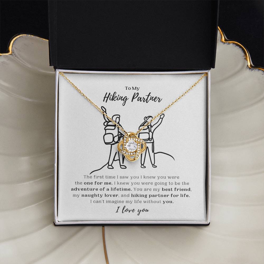 To My Hiking Partner - Yellow Gold Love Knot Necklace and Message Card